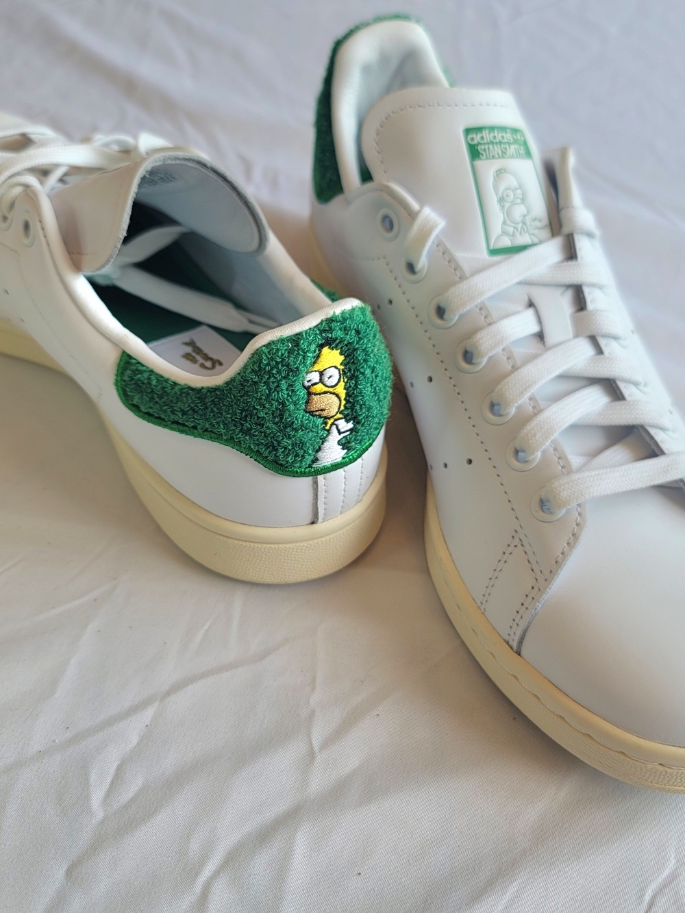 adidas Stan Smith White Sneakers with Homer Simpson Meme Heel